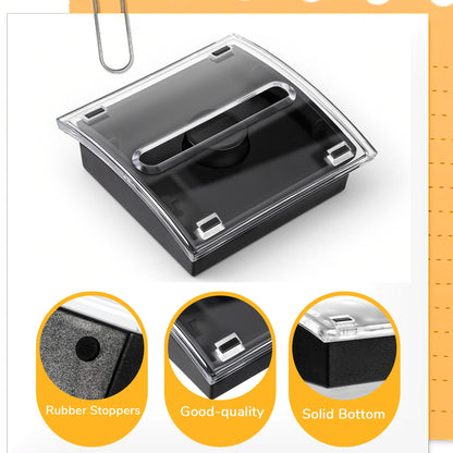 SHENLIU 4 Pcs Pop Up Sticky Note Dispenser Sticky Note Holder Pop Up Notes Dispenser Transparent Top for 3 x 3 Inch Sticky Notes School Office Home Store Black Base Clear Top