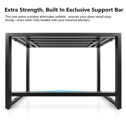 Hongsane Plant Stand Indoor Outdoor,3 Tier Ladder Metal Plant Stands Riser,Heavy Duty Wrought Iron Plant Shelves for Multi Large Pots,Black Tiered Flower Display Holder for Living Room,Patio,Balcony