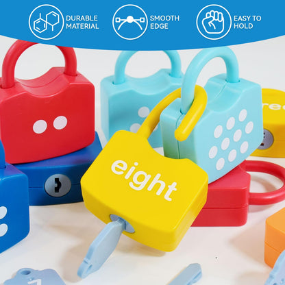 YYDeek Montessori Toys for 3 Year Old, Preschool Activities Toys Games for Toddler, Lock & Key Counting Toys for Toddlers, Math Manipulatives for Preschool Kindergarten Learning & Education