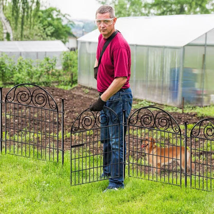 Getlay Tall Garden Fence Animal Barrier with Gate, 40 in(H) 12 Panels Garden Fences and Borders for Dogs, Dog Fence Outdoor for Yard, Total Length 26.2 Ft Metal Temporary Fencing│Patented