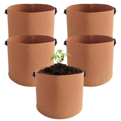 Pesoncarl Planting Bags, Grow Bags, 5PCS 15 Gallon Plant Grow Bags, Non-Woven Grow Bags with Reinforced Handles Fabric Pots for Planting Vegetables, Fruits 19.7x11.8 Inch
