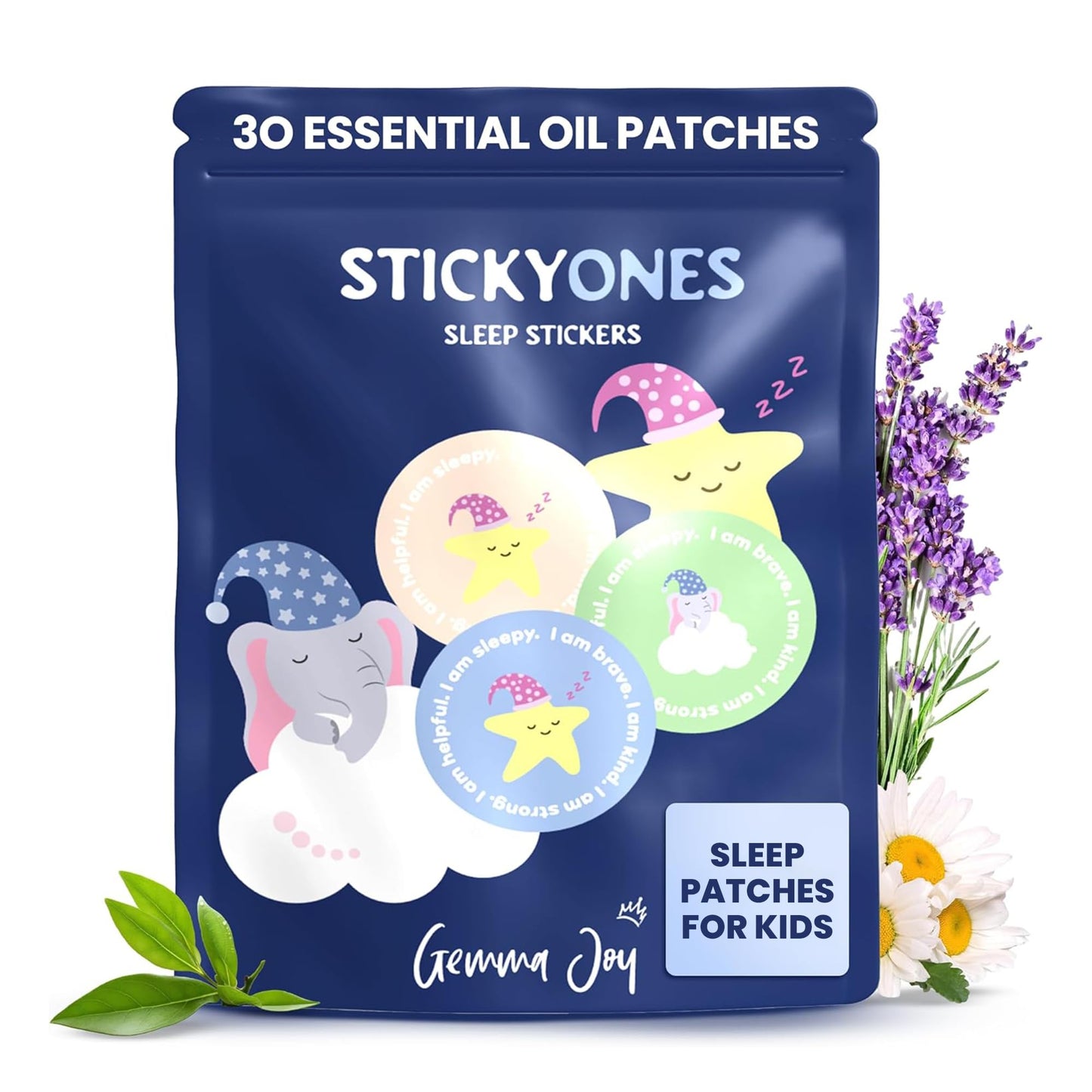 Gemma Joy Bedtime Baby Soothers & StickyOnes Sleep Patches - Cry Activated Heartbeat Puppy Plush Toy, Stuffed Animal with Calming Light & All-Natural, No Melatonin Bedtime Patches for Kids and Baby