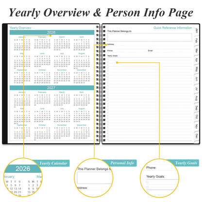 2026-2027 Planner - 8.5" x 11" Weekly Monthly Planner from July 2026 to June 2027 with 12 Monthly Tabs, Inner Pocket, Elastic Closure, Black