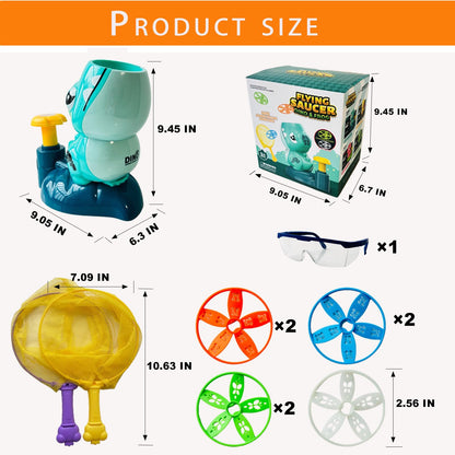 Dinosaur Flying Disc Launcher Toy – Kids Outdoor Toys for Boys & Girls Ages 3-8, Fun Press & Launch Game with 8 Discs & Catch Net, Active Yard Toys & Outside Play Toys