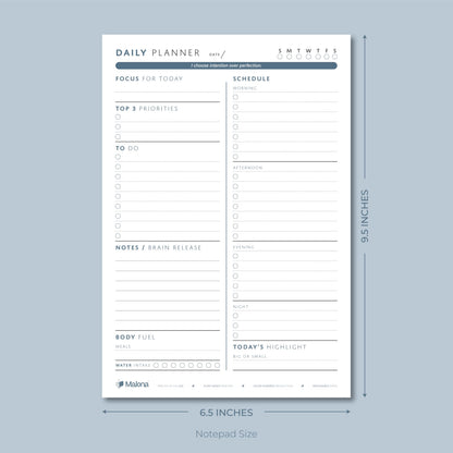 Daily Planner Notepad - ADHD Friendly and College Friendly Productivity Planner - Undated Sheets - Time Blocking Planner with Schedule, Top 3 Priorities, To Do List and Notes - Unique Daily Motivating Quotes - Water Intake and Meal Tracker - Desk Planning