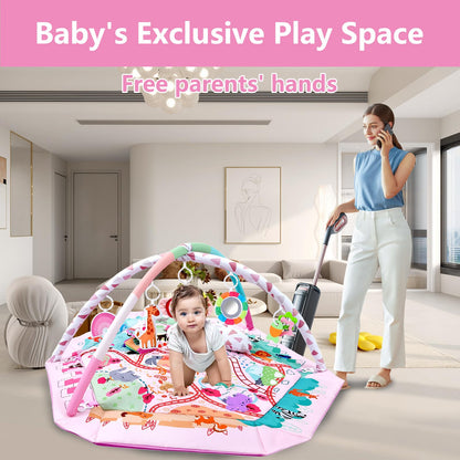 TFDER Baby Gym Play Mat, 8-in-1 Tummy Time Mat & Activity Gym, Washable Ball Pit, Infant Play Mat with Detachable Toys for Sensory Exploration and Motor Skill Development