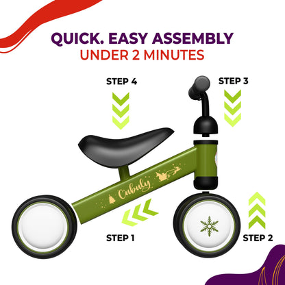 Cubuly Green Baby Balance Bike for 1-3 Year – First Birthday Boy Girl Gifts 12-36 Month Mini Bike|Colorful Lighting Wheels|Ride on Toys |Toddler Balance Bike 1-3 Indoor/Outdoor