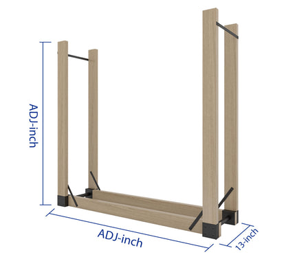 Fire Beauty Firewood Log Storage Rack 2-Pack Bracket Kit, Heavy Duty Adjustable Length,Triangular Stabilizer