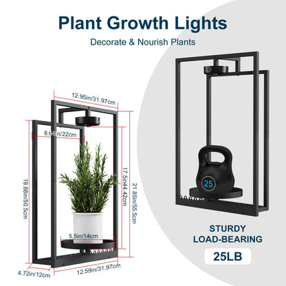 Shineled Wall Plant Holder, Indoor Plants Holders with Remote Grow Lights, Plant Shelves Hanging Planters, Framed Plants Holder for Living Room, 2 Pack