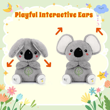 BRICHOEE Breathing Stuffed Animal, Soothing Koala Stuffed Animal with Moving Ears, Breathing Motion, Calming Sound and Light for Baby Sleep Companion Portable Plush Toy Gifts for Kids Newborns