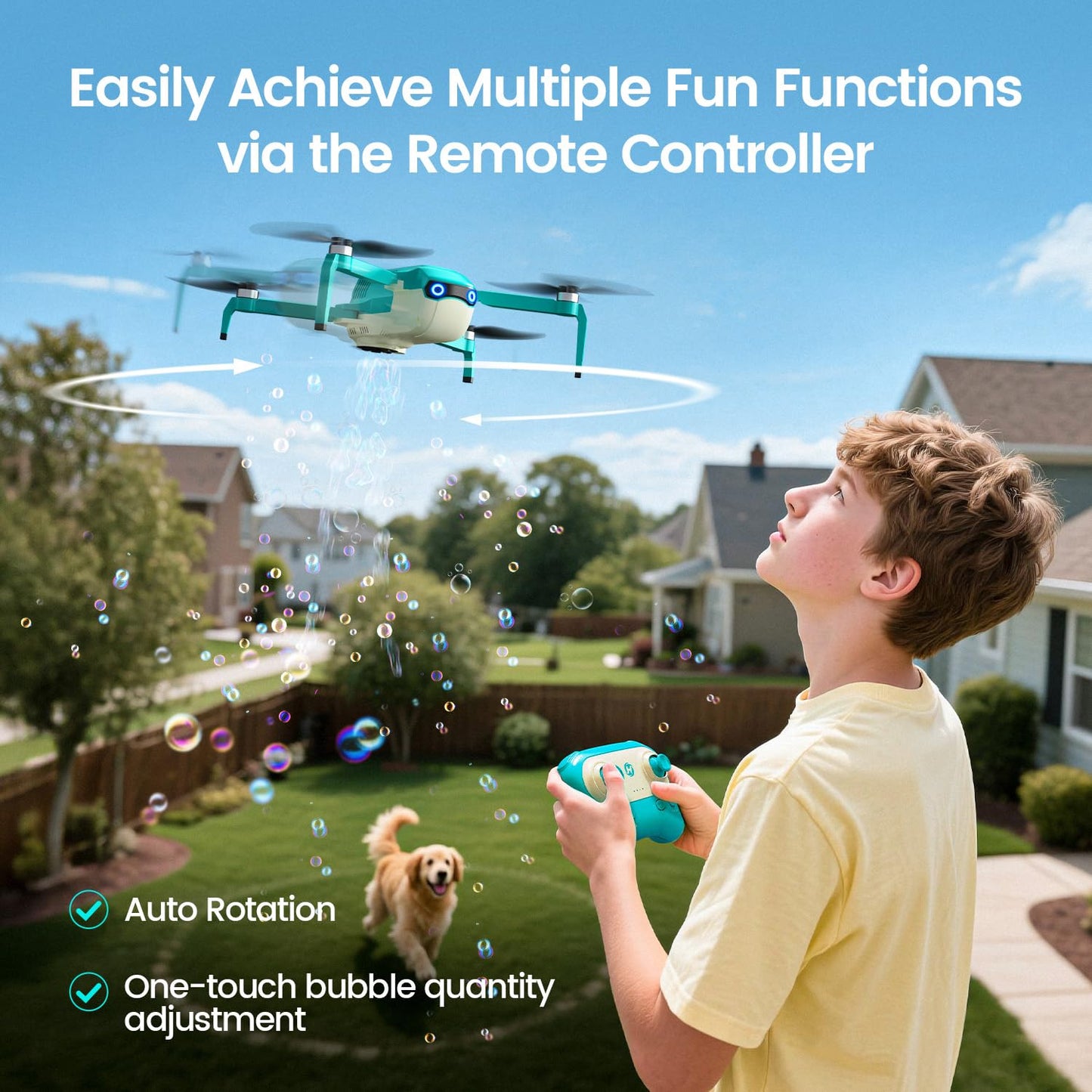 Holy Stone HS320 Bubble Drone for Kids and Beginners –Bubble Machine with Headless Mode, Auto Rotation, One‑Key Takeoff & Landing, Two Batteries, Great Gift Toy for Outdoor Play, Parties, Boys & Girls