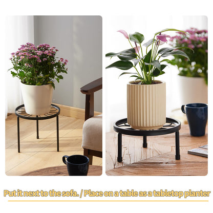 Furshus Plant Stand,5 Pack Heavy Duty Flower Pot Stands,Metal Decoration Racks,Round Plant Shelf for Planter Outdoor and indoor (Black)