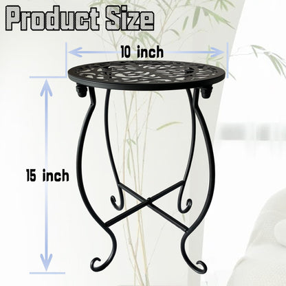 EKINIYAR Plant Stand Indoor Outdoor, 15" Tall Flower Pot Stand, Round Metal Corner Plant Stand for Flower Pot, Rustproof Flower Plant Rack Holder for Home, Garden, Patio, Plant Lovers 1 Count