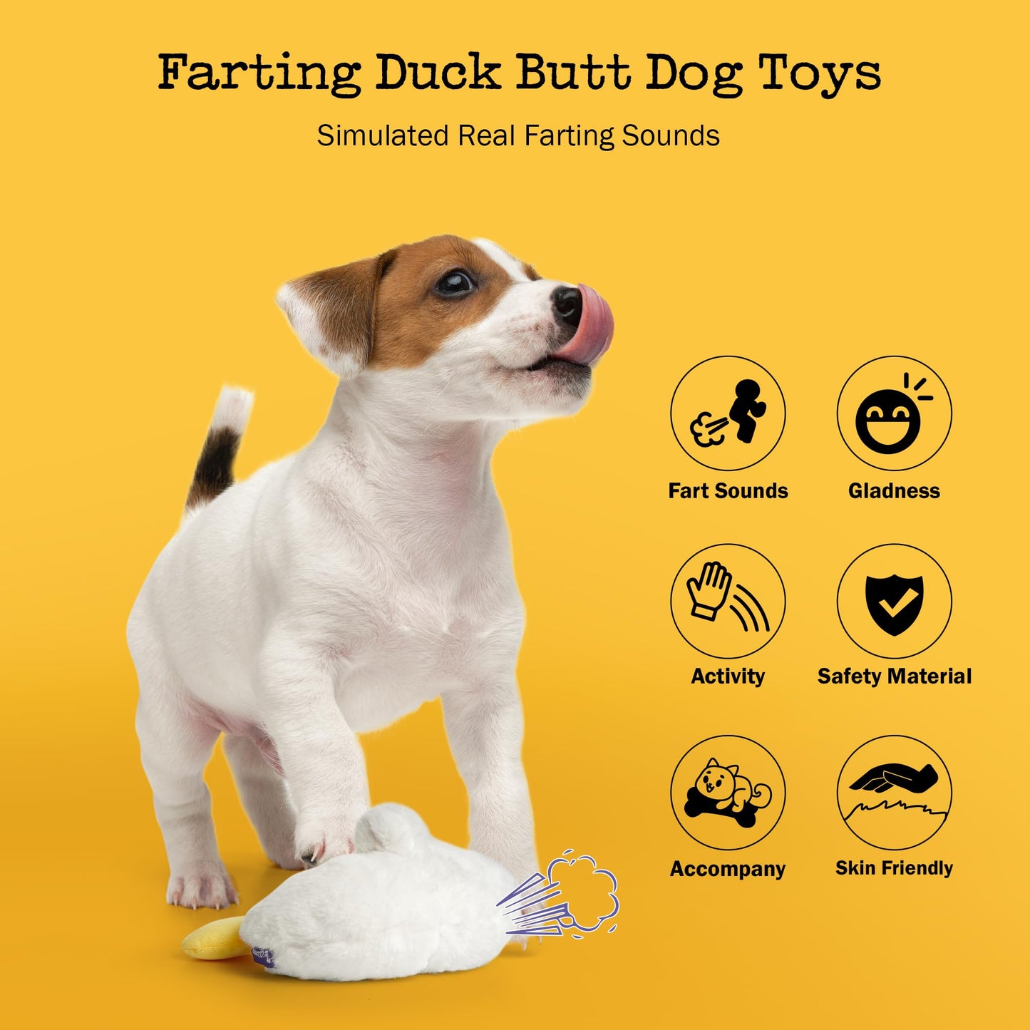 Fuzzwoof Duck Butt Funny Puppy Dog Toys, Hilarious Duck-Posterior Plush Dog Toy Emit Humorous Puff Sounds, Cute Stuffed Puppy Toys for Small Medium Large Dogs Accompany and Anxtiety Relief