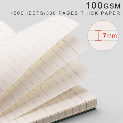 EMSHOI A4 Spiral Notebook College Ruled, 11.2" X 8.27", 150 Sheets/300 Pages, 100gsm Thick Lined Journal, Waterproof Softcover, Twin-Wire Binding, for School Work Business Writing, Gifts - Green