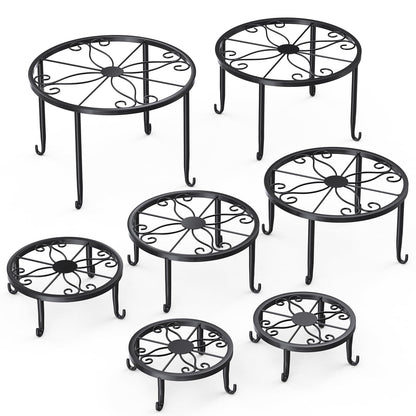 ORNQZ ANXI 7 Pack Metal Plant Stands, Anti-Rust Plant Holder Outdoor Flower Pot Stands, Indoor Plant Stands for Patio, Heavy Duty Plant Shelf Multiple Plant Display for Home, Garden