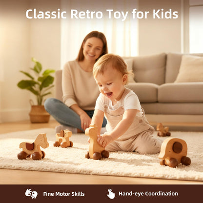 Hedgehog Pull Toy with 4Pcs Push Car Set