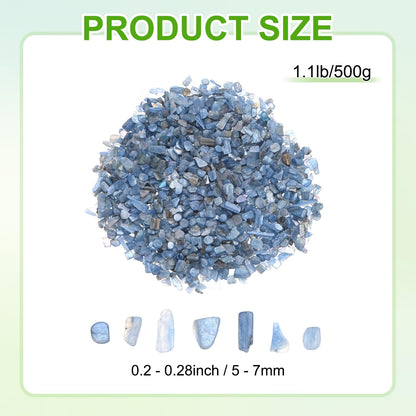 M METERXITY 1.1lb/500g Assorted Tumbled Chips Stone, 5-7 mm Crushed Crystal Quartz Pieces for Vases Filler/Aquarium/Succulent Plants Decor, Irregular Shaped Stones [Dark Blue]