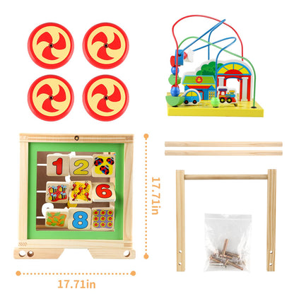 Wooden Activity Cube 6 in 1 Montessori Educational Learning Sensory Toys for 1 Year Old 12-18 Months Boys Girls First Birthday Gifts for Baby Toddler Toys Age 1-2 Bead Maze Shape Sorter Abacus