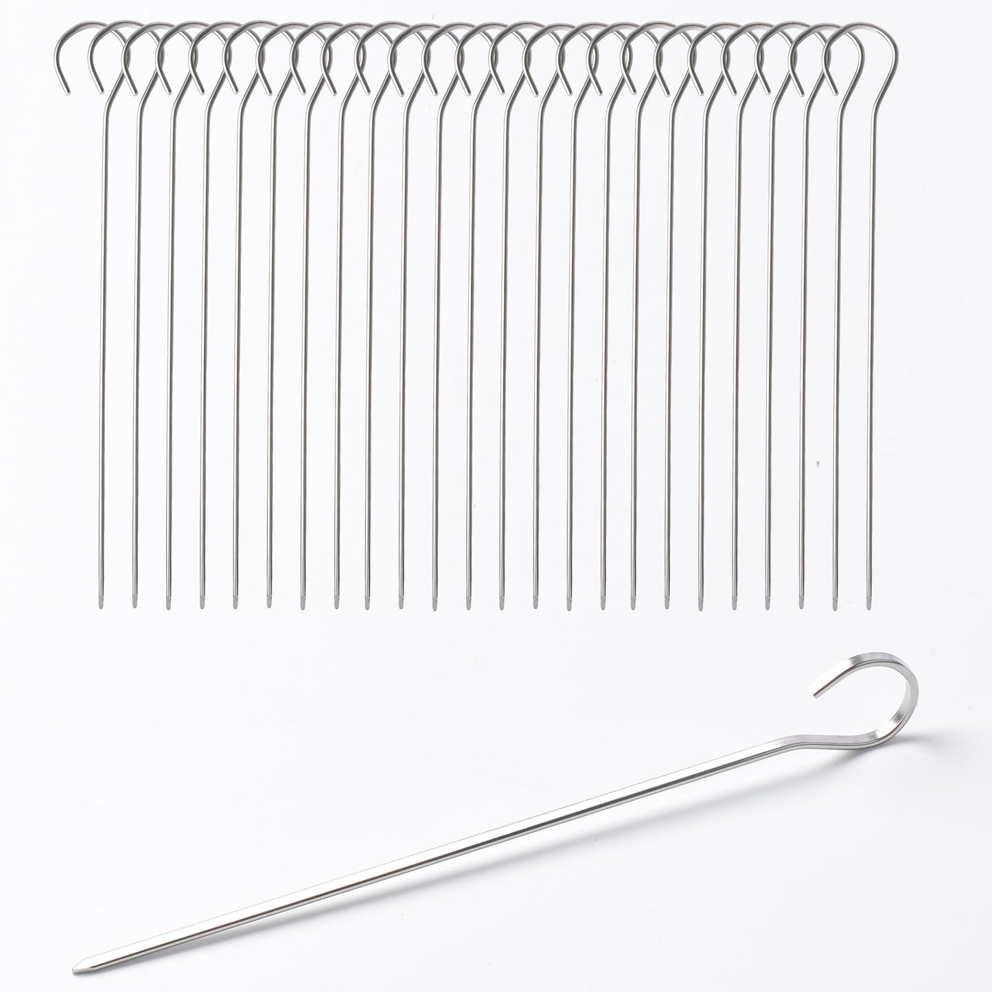24 pack Flat Stainless Skewers, HONSHEN 7 inch Mini Short Barbecue Needle Barbecue Skewers,Baking Rods,Corn on The Grill (7 INCH Flat BBQ 24P)