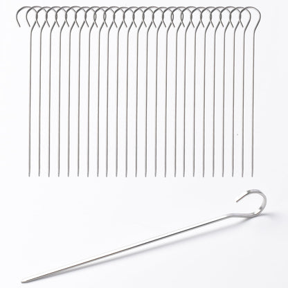 24 pack Flat Stainless Skewers, HONSHEN 7 inch Mini Short Barbecue Needle Barbecue Skewers,Baking Rods,Corn on The Grill (7 INCH Flat BBQ 24P)