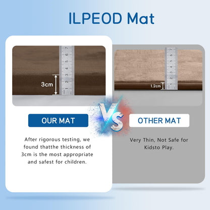 ILPEOD Baby Play Mat for Floor Nursery Rug Muscle Mat Area Rug Playroom Rug 79"x79" Playpen Mat Memory Foam 1.3" Thick Crawling Mat for Babies,Toddlers, Infants, Kids,Chestnut