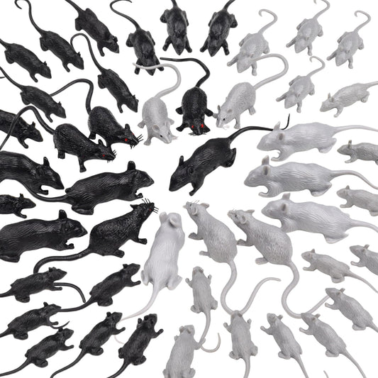 DOITEM 46 Pcs Plastic Fake Rat Plastic Mouse Toys Decorations Realistic Pranks Rats Simulated Small Mouse Mice Toys for April Fools Day Halloween Prank Party Supplies