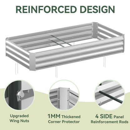 Lineware Raised Garden Bed with Self-Watering System, 6x3x1 ft Elevated Planter Boxes Outdoor with PE Cover, Galvanized Raised Beds for Gardening,Vegetables,Flowers, Backyard, Patio
