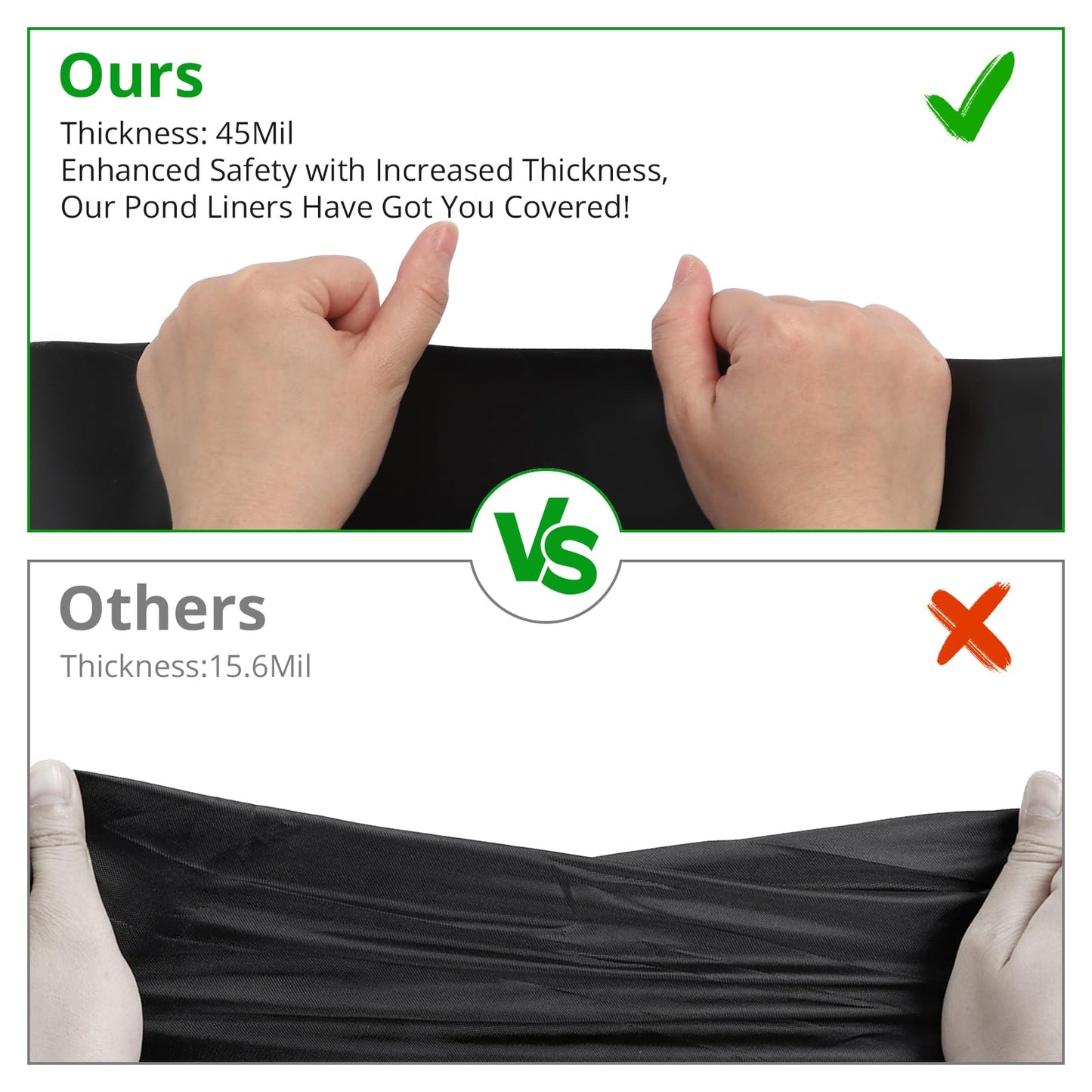 Garvee 12X15FT 45 Mil EPDM Pond Liner - Durable Fish-Safe Rubber Liner for Outdoor Ponds, Waterfalls, Koi Ponds and Landscaping, Puncture Resistant, UV Proof, Flexible Heavy-Duty Water Barrier