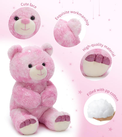 Tezituor Pink Teddy Bear,Stuffed Teddy Bear,Rainbow Bear Plush Toys,13.78in Cute Cozy Bears Stuffed Animal, Plushies,Stuffies for Girlfriend,Kids,Christmas,Birthday,Valentines Gifts,Huggable Medium