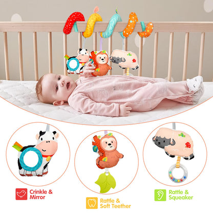 XIXILAND Black and White Baby Rattles & Colorful Farm Car Seat Toys Stroller Toys, Newborn to 12 Months