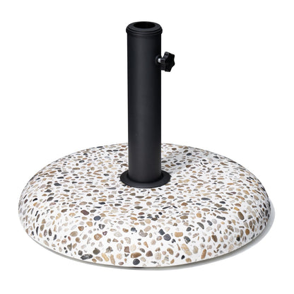 JOINHOM 45lbs Patio Umbrella Base, Outdoor Umbrella Stand, Concrete with Cobblestone Decor Heavy Duty Umbrella Holder Outdoor Base for Deck Poolside Yard (Cobblestone)