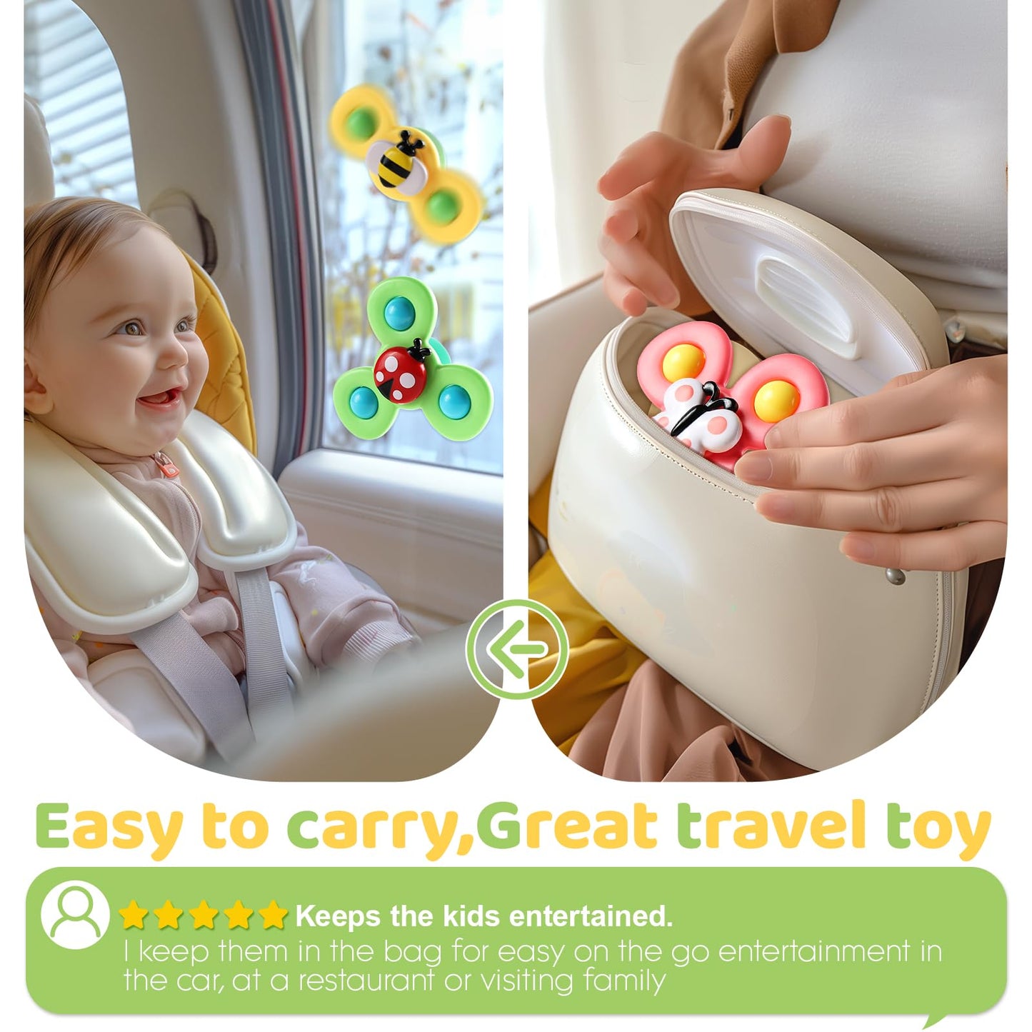 ALASOU 6 PCS Suction Cup Rotating Toys(3 Farm+3 Unicorn) for Infant and Toddlers
