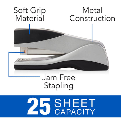 Swingline Stapler, Jam Free, Optima Grip Compact Size, Ergonomic Cushion, Metal, 25 Sheet Capacity, Silver (87816)