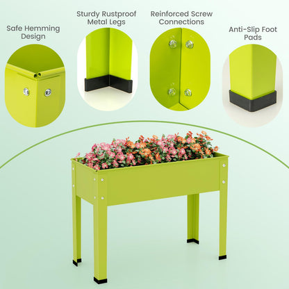 Giantex Raised Garden Bed, Metal Planter Box with Legs, Drain Hole, Outdoor Indoor Elevated Garden Box for Vegetable Flower Herb Fruit, Standing Raised Beds for Backyard Porch Balcony Green