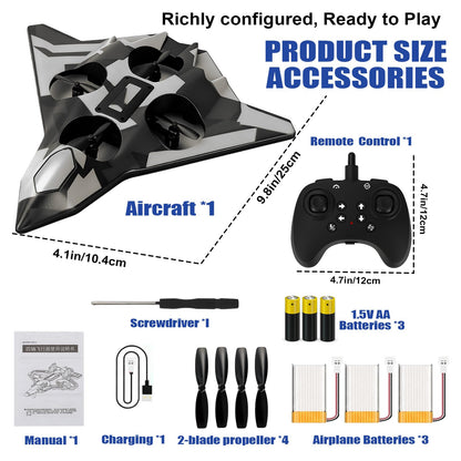 ZzzMgzzZ Foam Remote Control Airplanes for Kids & Adults | Easy Control, Great for Beginner and Teenagers, with Stable Hovering, 360° Flips, Circle Fly, LED Light, 2.4Ghz, Christmas & Birthday Gifts