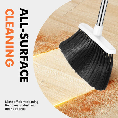 Heavy Duty Broom, 55 Inch Long Handle Outdoor Large Angle Brooms, Commercial Broom for Sweeping Indoor, for Home Garage Kitchen Office Courtyard Lobby Patio Lawn Concrete(Grey&White)