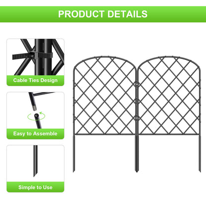 OUSHENG 10 Pack Decorative Garden Fence, Total 10ft(L) x 24in(H) Animal Barrier Border, Rustproof Metal Wire Section Edging Fencing Panel for Outdoor Patio Garden Yard, Arched