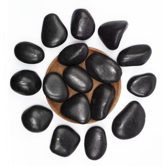 LOOIOOJ 10 lbs Black River Rocks - Large Polished Black Pebbles for Plants & Garden Decorative Stones，2-3" Polished Pebbles for Landscaping, Fish Tanks, Flower Pots, Water Fountains