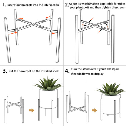 ARNIS Modern Plant Pots, Large Planters with Stand, Set of 2 Decorative Planters, Metal Plant Pots with Drainage Holes for Living Room, Office, Garden or Balcony, 10.5 &12.25 Inch, Black