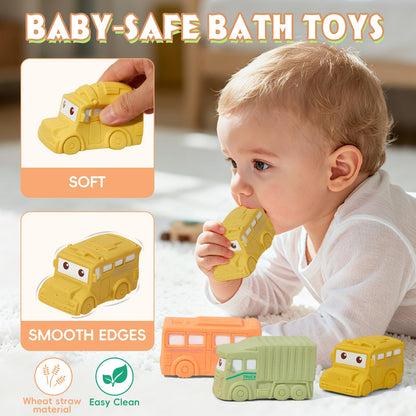 Baby Bath Toys 9 Pack Cars Floating Bath Toys Mold Free, for Infants 6-12 & Kids Ages 1-3, No Hole Bathtub Toys for Toddlers 1-3 Water Pool Toy for Baby Toddler