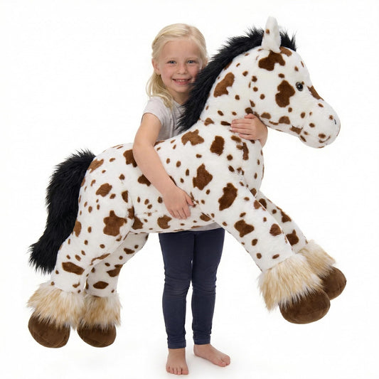 MaoGoLan 47" Giant Horse Stuffed Animal Plush Pillow - Appaloosa Spotted Stuffed Horse Toy for Girl Boy Kid, Ridable Stuffed Pony Spotted Horse Plush for Mother's Day Birthday Gift, Baby Shower Decor