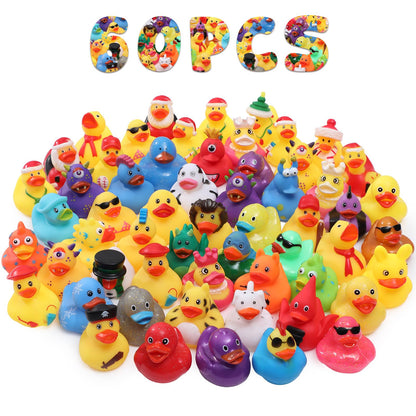 60 Pcs Rubber Ducks Assorted Plastic Christmas Rubber Duck for Cruise Ducks Ducking Bath Pool Toys Duck Party Favors Cruise Ships Hiding Christmas Stocking Stuffers for Kids Teens