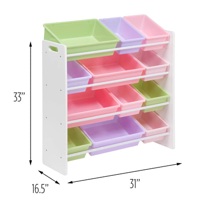 HoneyCanDo Kids Toy Storage Organizer With Bins, Pastel
