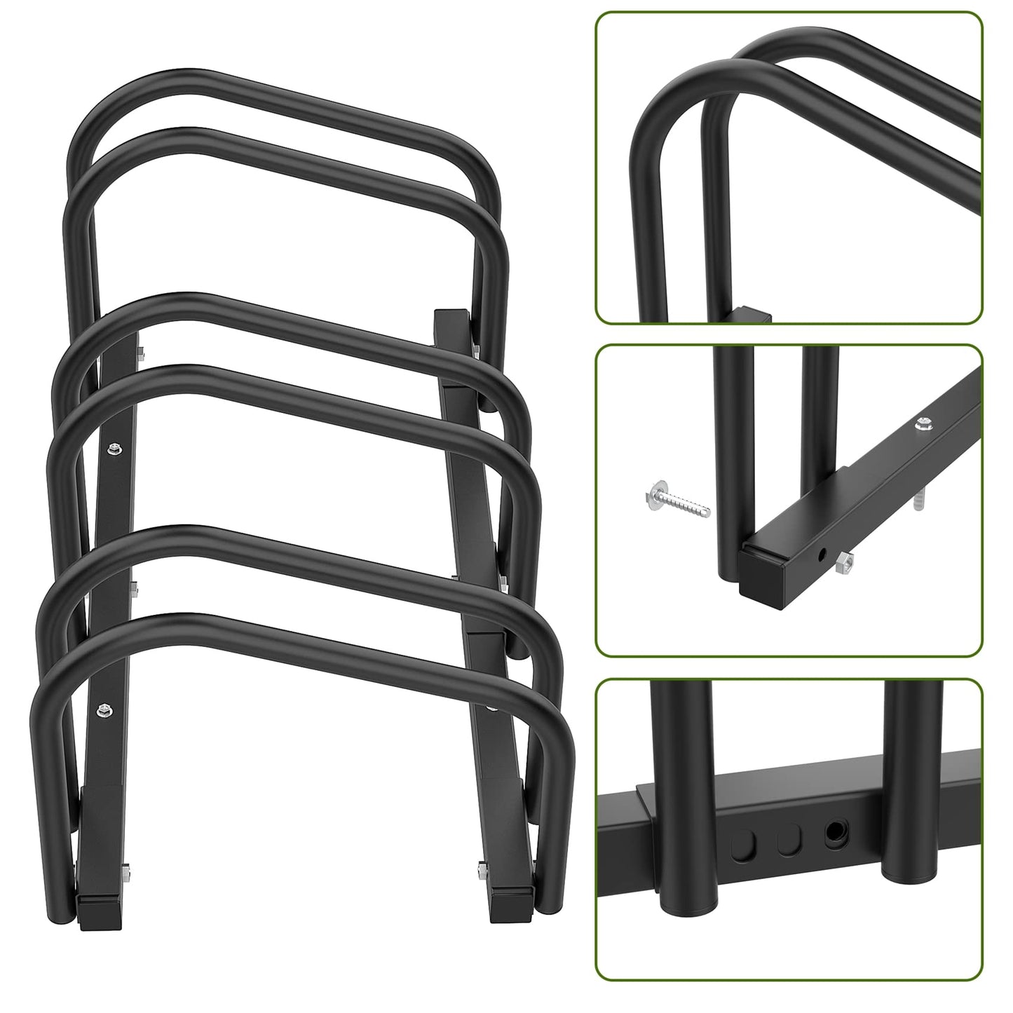 WALMANN 3 Bikes Floor Bike Stand, Bike Parking Rack Garage Bike Storage Stand Indoor/Outdoor 22-28" Wheel Stand, Max. Tire Width 2.1"