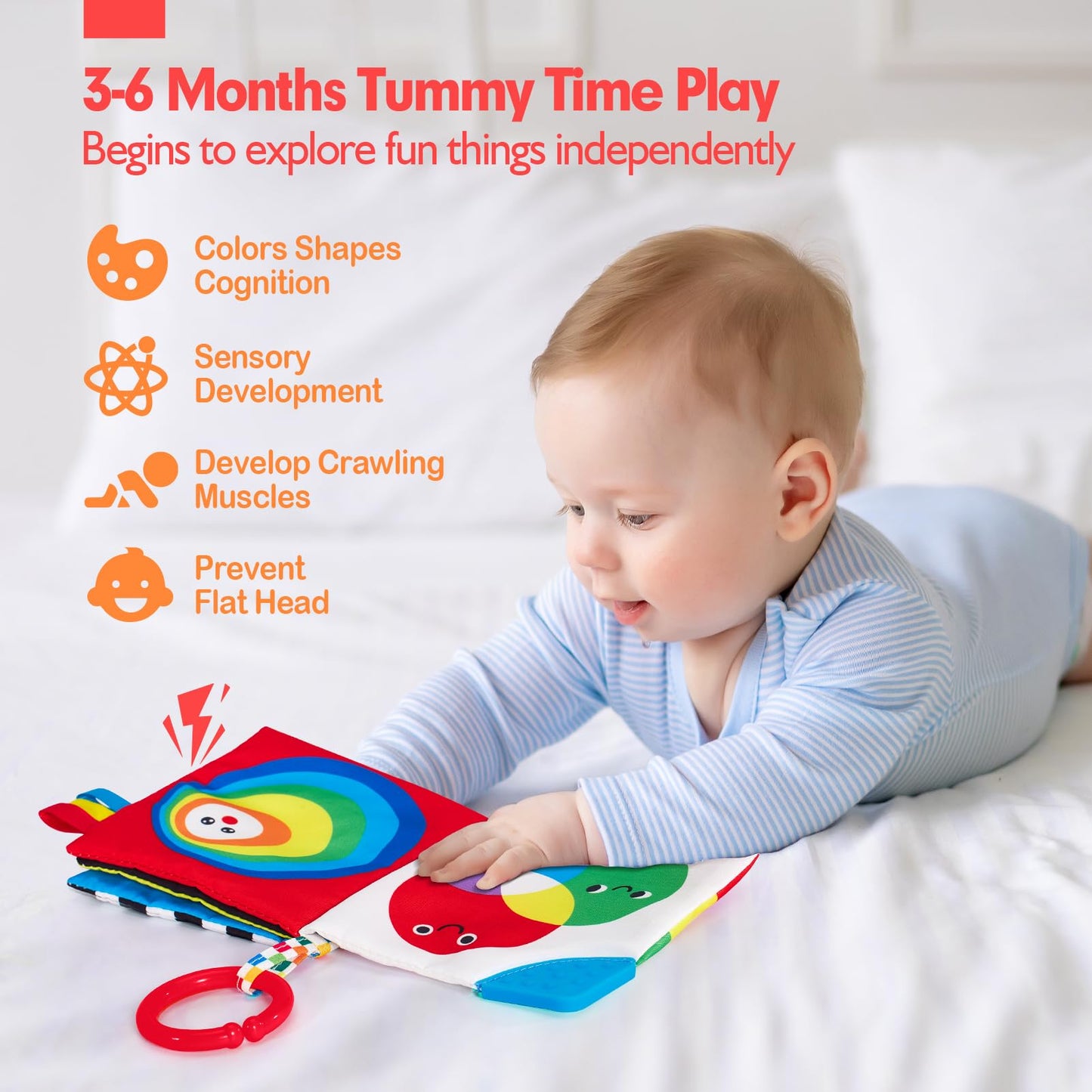 hahaland Baby Books 0-6 Months - 2PCS Infant Toys 0-6m Tummy Time Babies Toy Newborn Toys High Contrast Visual Development Sensory Book Baby Girl Boy Shower Birthday Easter Basket Stuffers