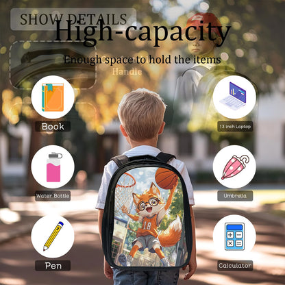 Arevigh Fox School Backpack 3 Piece Set Backpack Lunch Bag Pencil Case Waterproof Fabric for School Gifts for Students Kids Toddler Boys Girls Elementary Middle