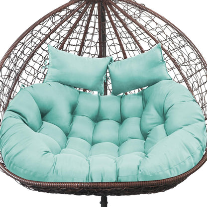 boyspringg Double Egg Chair Cushion Replacement 55x35 Inch, Thickened Memory Foam Patio Cushion for Large Double Egg Swing Chair Papasan, Outdoor Waterproof & Soft Seat Pad, Teal