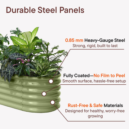 Annoell 2-Pack Galvanized Raised Garden Bed 6x2x1.5 ft, 17" Tall Metal Planter Boxes Outdoor for Vegetable, Above Ground Raised Bed Kit for Gardening, Durable Zn-Al-Mg Coated Flower Bed - Moss Green
