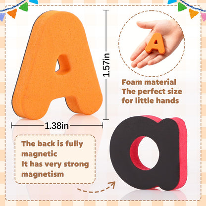 GINMIC Magnetic Letters and Numbers with Magnet Board, Alphabet ABC Magnets, Learning & Educational Toys - Uppercase Lowercase Math Symbols with Magnetic Whiteboard Chalkboard for Toddlers Kids